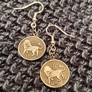 Vintage Leo Zodiac Earrings